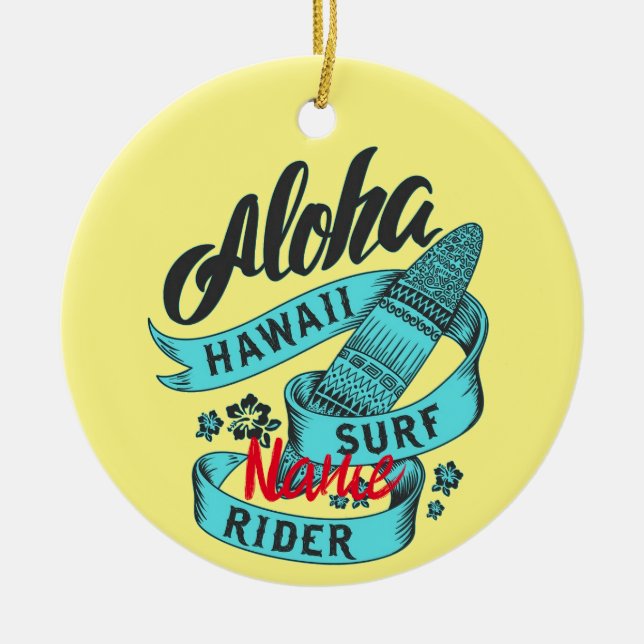 Adorno De Cerámica Aloha Hawaii Surf Rider Thunder_Cove (Frente)