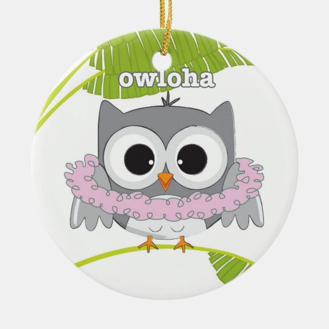 Adorno De Cerámica Aloha Hawaiian Owl (Frente)