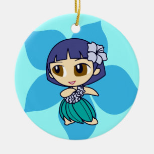 Adorno De Cerámica Aloha Honeys Hula Chica Ornaments