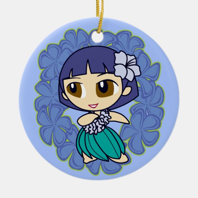 Adorno De Cerámica Aloha Honeys Hula Chica Ornaments (Frente)