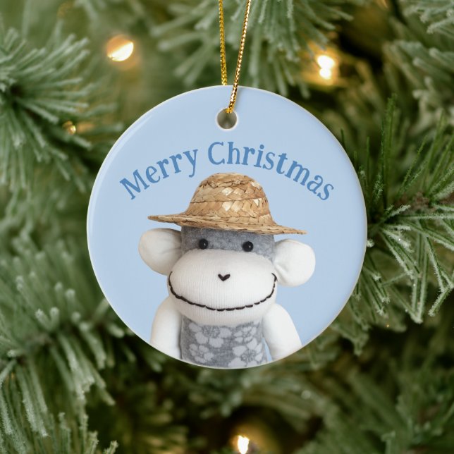 Adorno De Cerámica Aloha Sock Monkey (Niño) (Árbol)