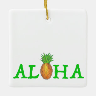 Adorno De Cerámica Aloha Tropical Hawaii Island Pineapple Hawaii