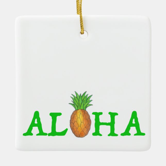 Adorno De Cerámica Aloha Tropical Hawaii Island Pineapple Hawaii (Anverso)