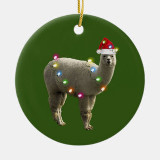 Adorno De Cerámica Alpaca con Navidades Gorras