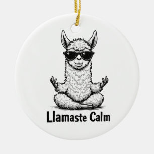 Adorno De Cerámica Alpaca Stay Calm Llamaste Lama Yoga Funny