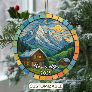 Adorno De Cerámica Alpes suizos de vidrio templado personalizado, Sui