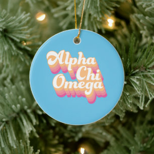 Adorno De Cerámica Alpha Chi Omega Letra Groovy