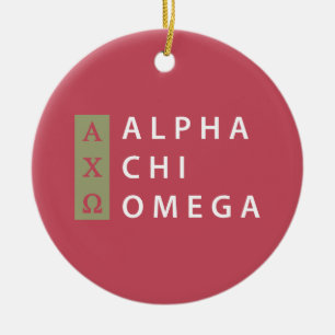 Adorno De Cerámica Alpha Chi Omega Logotipo apilado