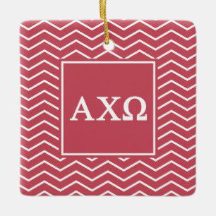 Adorno De Cerámica Alpha Chi Omega   Patrón Chevron