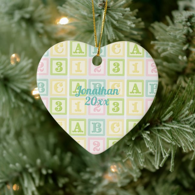Adorno De Cerámica Alphabet Boy Chica Keepsake Nombre personalizado (Árbol)