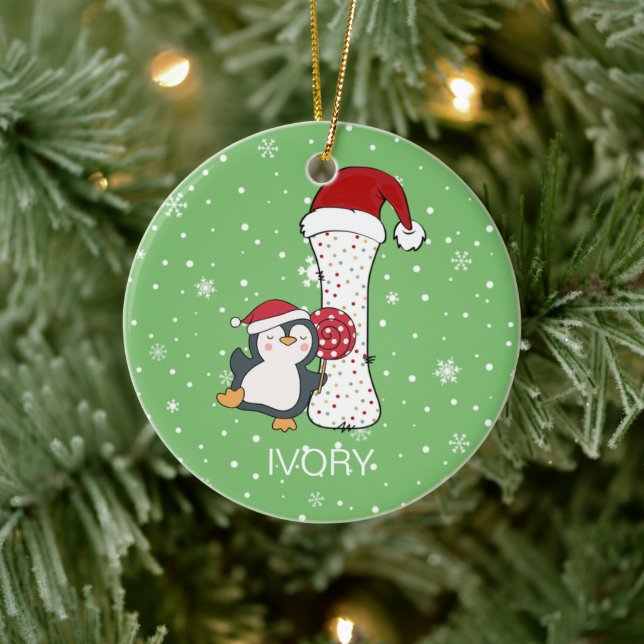 Adorno De Cerámica Alphabet I Santa Hat Penguin Snowflake (Árbol)