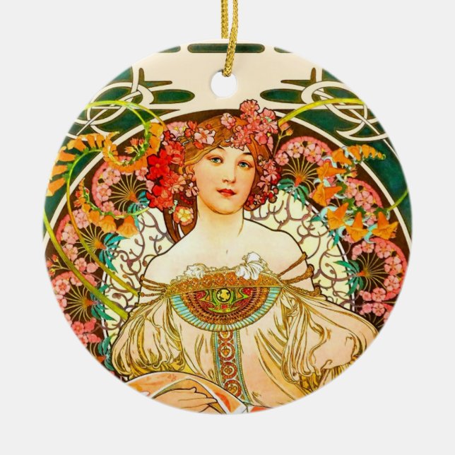 Adorno De Cerámica Alphonse Mucha Art Nouveau Daydream (Frente)
