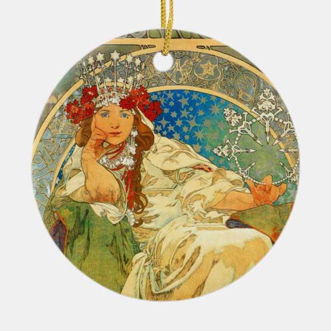 Adorno De Cerámica Alphonse Mucha Art Nouveau Princess Hyacinth (Frente)