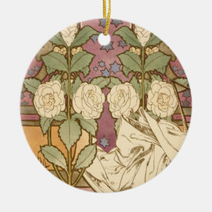 Adorno De Cerámica Alphonse Mucha Estrellas Elegantes Art Nouveau Cam