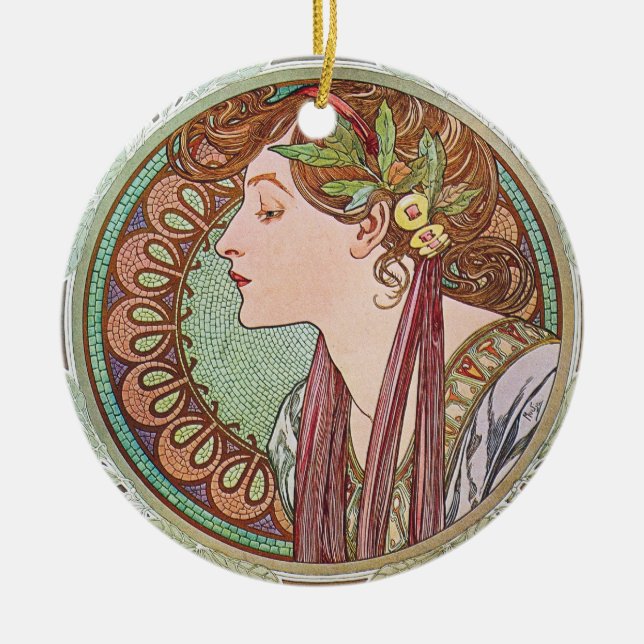 Adorno De Cerámica Alphonse Mucha Goddess Art (Frente)
