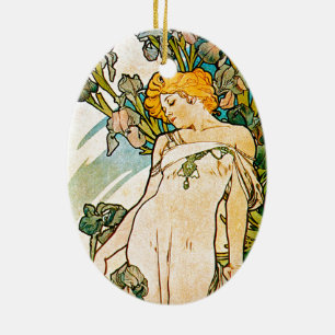 Adorno De Cerámica Alphonse Mucha - Iris WB