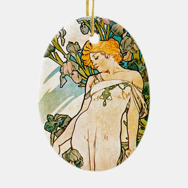 Adorno De Cerámica Alphonse Mucha - Iris WB (Atrás)