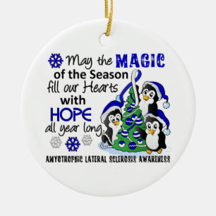 Adorno De Cerámica ALS Lou Gehrig's Disease de los pingüinos del