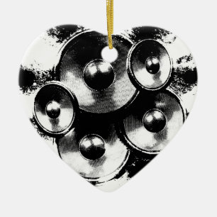 Adorno De Cerámica Altavoces de música en blanco y negro