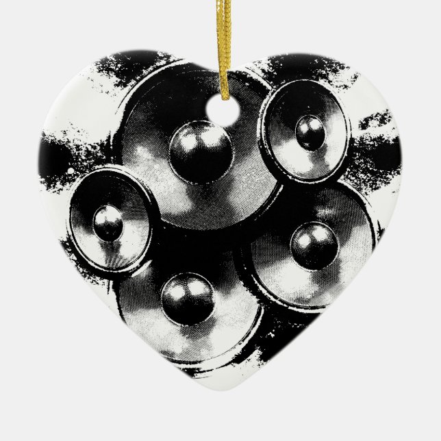 Adorno De Cerámica Altavoces de música en blanco y negro (Frente)