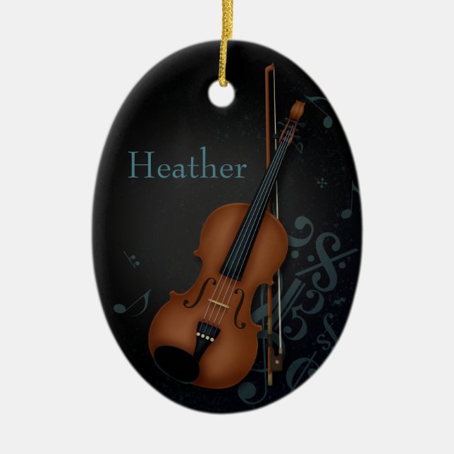 Adorno De Cerámica Alto Bohème Violinista Negro (Frente)