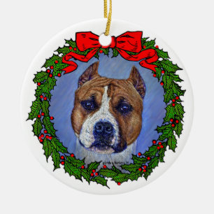 Adorno De Cerámica Am Staffordshire Terrier Art de Glenda S. Harlan