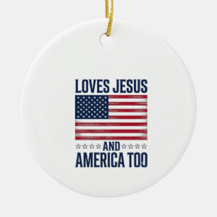 Adorno De Cerámica Ama a Jesús y a América también Camiseta Cristiana