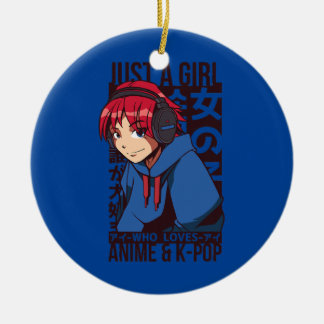 Adorno De Cerámica Ama el Anime y el K Pop Solo una chica celebrando