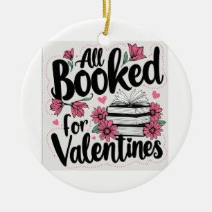Adorno De Cerámica Ama las flores de San Valentín, dulces y libros