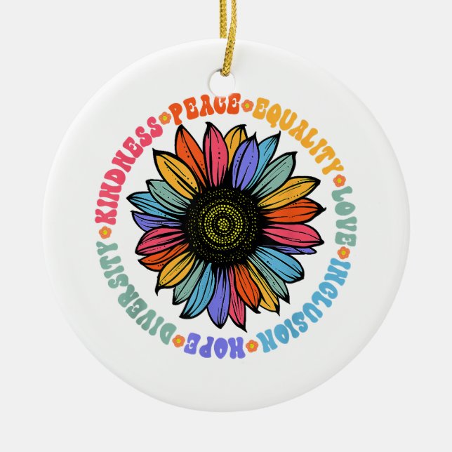 Adorno De Cerámica Amabilidad Paz Igualdad Amor Esperanza Diversidad  (Frente)
