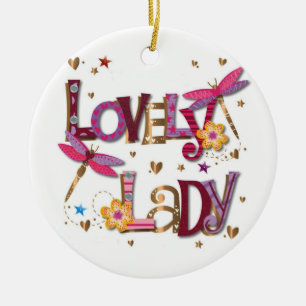 ADORNO DE CERÁMICA AMABLE DAMA/MERRY NAVIDAD EN OTRO LADO