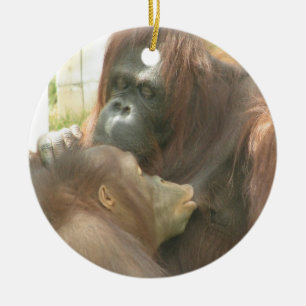Adorno De Cerámica Amamantamiento del orangután