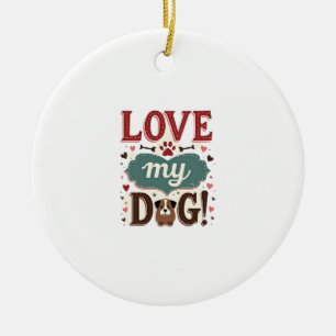 Adorno De Cerámica Ámame Ama a Mi Perro Vintage Huella de Perro Adora