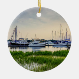 Adorno De Cerámica Amanecer de los barcos del puerto de Charleston