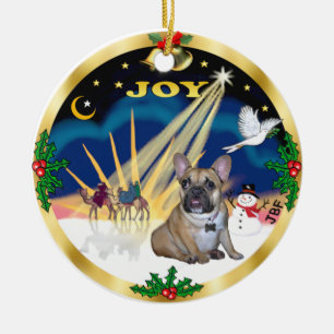 Adorno De Cerámica Amanecer de Navidad - Cachorro de Bulldog Francés