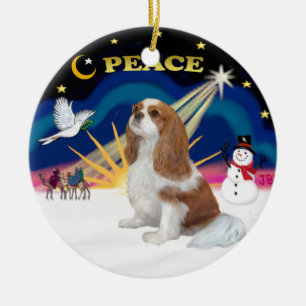 Adorno De Cerámica Amanecer de Navidad - Cavalier Blenheim