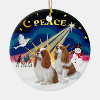 Adorno De Cerámica Amanecer de Navidad - Dos Cavalier Blenheim
