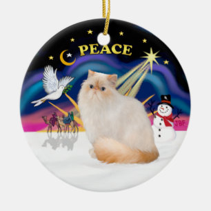 Adorno De Cerámica Amanecer de Navidad - Gato Himalayo (Punto de Fueg
