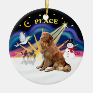 Adorno De Cerámica Amanecer de Navidad - Nova Scotia dog
