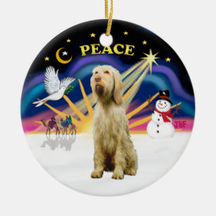 Adorno De Cerámica Amanecer de Navidad - Spinone Italiano (trigo)