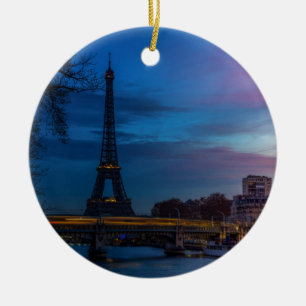 Adorno De Cerámica Amanecer sobre la torre Eiffel - París, Francia, E