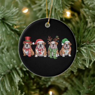 Adorno De Cerámica Amante de Bulldog Inglés Navidad Perro Mamá Regalo