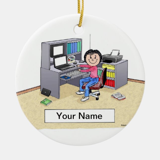 Adorno De Cerámica Amante de computadoras - Mujer (Frente)