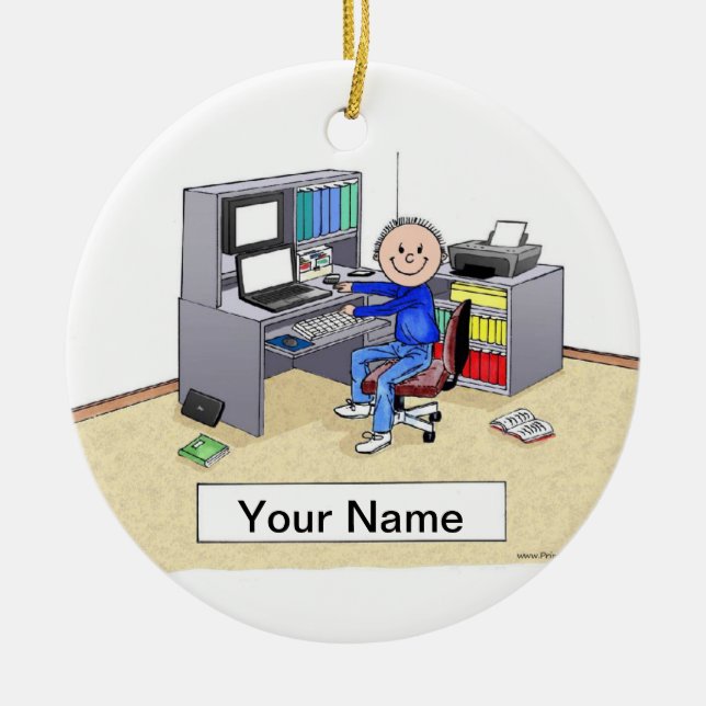 Adorno De Cerámica Amante de la computadora - Hombre (Frente)