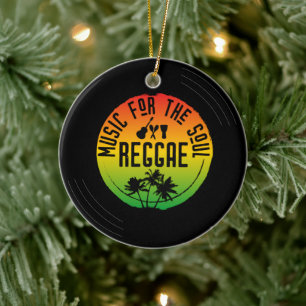 Adorno De Cerámica Amante de la Música Reggae Navidad Tropical