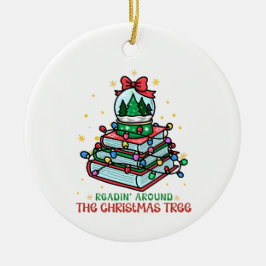 Adorno De Cerámica Amante de libros navideños festivos