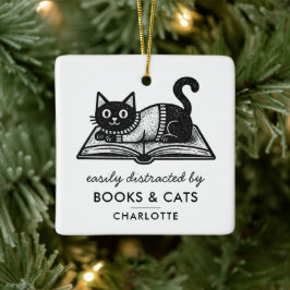 Adorno De Cerámica Amante de los libros gato negro divertido dicho pe