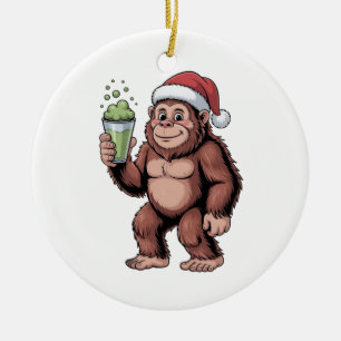 Adorno De Cerámica Amante de Matcha de Bigfoot Navidad Sasquatch