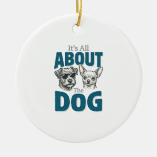 Adorno De Cerámica Amante de Perro Divertido Grabado Vintage Gráfico_