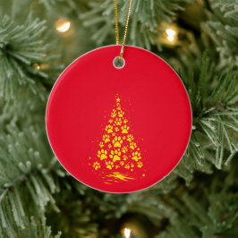 Adorno De Cerámica Amante de Perros Huella de Pata Árbol de Navidad 4